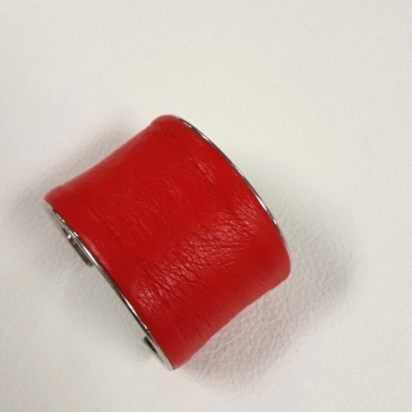 Red Lambskin Leather Cuff Bracelet/ Minimalist/ Handcrafted by J.Monique - Picture 4 of 12